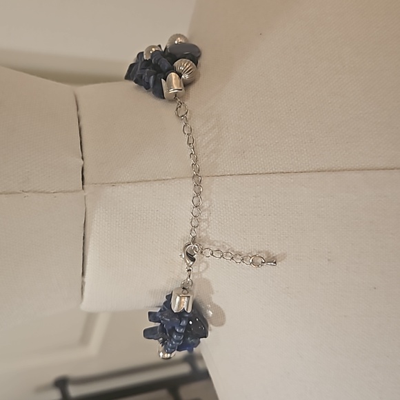 Blue/Dark Purple/Silver Beaded Necklace - Picture 2 of 4